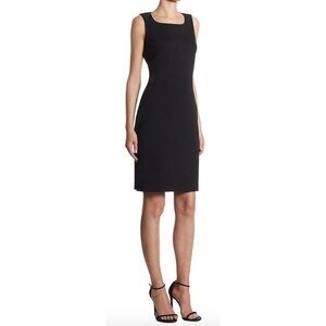 Saint John Caviar Black Milano Classic Sheath Wool Blend Knit Dress 6 MSRP $795